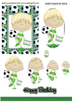 Little Boy in Green Playing Football, Oval Pyramids