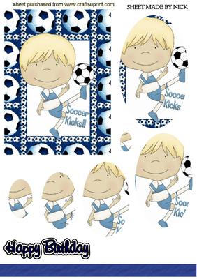 Little Boy in Blue Playing Football, Oval Pyramids