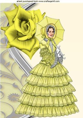 Pretty Vintage Lady with Rose, A4