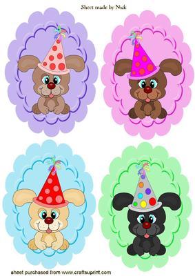 Cute Little Birthday Pooches, Toppers