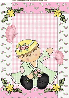 Little Toddler with Flowers A4 Topper