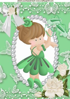 Sweet Little Ballerina in Green, A4 Topper
