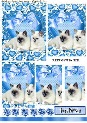 Sweet Kitty Cats on Lace Hearts with Bows, Pyramids