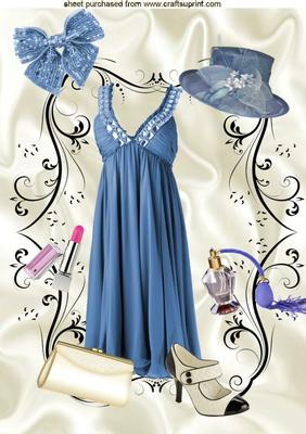 Pretty in Blue Dress with Hat A4
