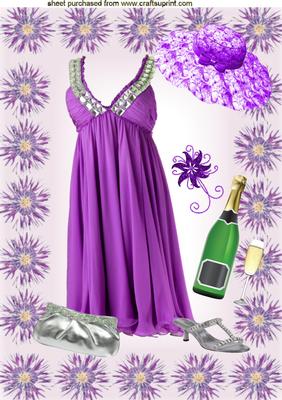 Party Time with Pretty Purple Dress & Champagne, A4
