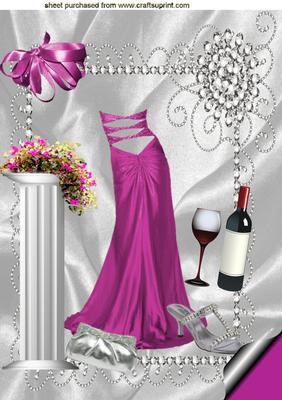 Pink Evening Gown, with Diamonds, A4