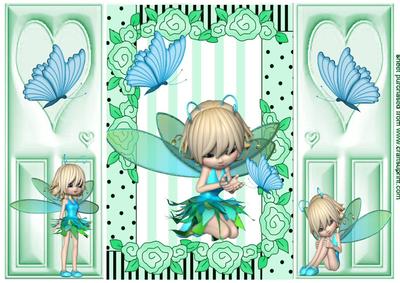 Spring Faerie with Butterfly, Gatefold