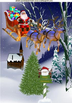 Santa Flying with His Reindeers, A4