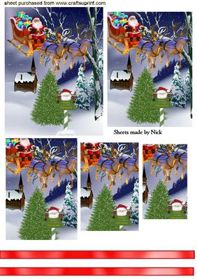 Santa Flying with His Reindeers, Pyramids
