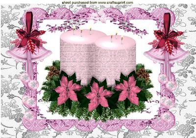 Pink Christmas Candles, Pink Bells, A4