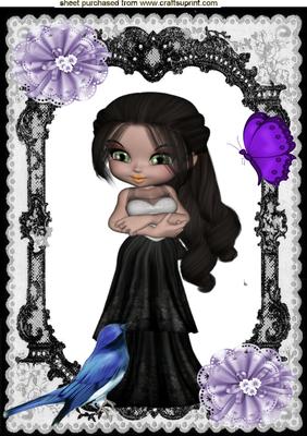 Sweet Little Lady with Blue Bird, A4
