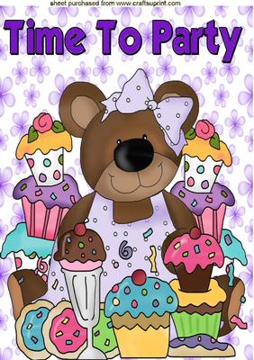 Time to Party with Teddy and Yummy Cup Cakes A4
