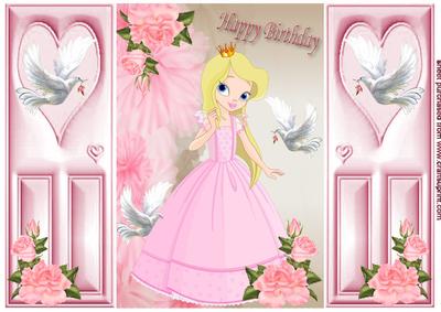Pretty Pink Roses with Doves, Gatefold