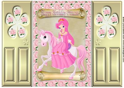 Pretty Princess with Her Pony & Pink Roses, Gatefold
