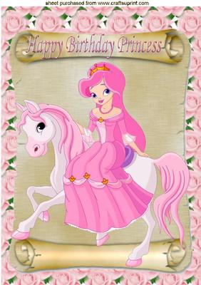 Pretty Princess with Her Pony & Pink Roses, A4