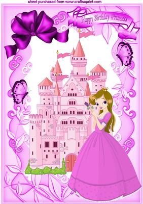 Pretty Princess in Pink Dress with Pink Castle, A4