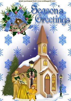 Church with Carol Singers in the Snow, A4