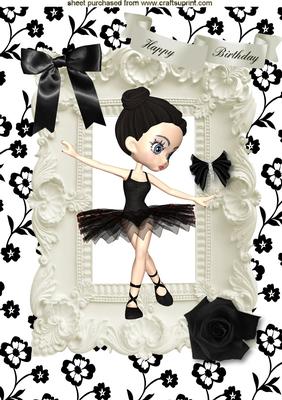Sweet Little Ballerina in Black Tu Tu A4