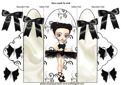 Sweet Little Ballerina in Black Tu Tu, Trifold