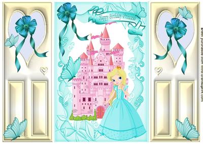 Pretty Princess in Turq Dress with Pretty Bow, Gatefold