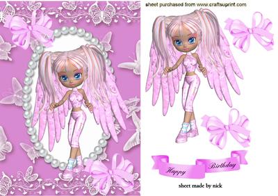 Little Bubblegum Faerie in Pink Butterfly Frame