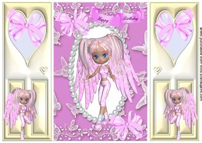 Little Bubblegum Faerie in Pink Butterfly Frame, Gatefold