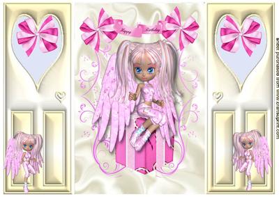 Little Bubblegum Pink Faerie Sitting on a Present,gatefold