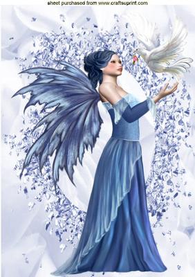Elegant Faerie in Blue with Dove A4