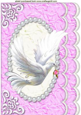 Beautiful White Dove in Flight in Pink Pearl Frame A4