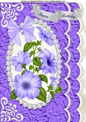 Pretty Lilac Petunias's in Purple Pearl Frame A4