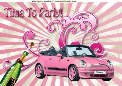 Time to Party, I Love My Pink Mini Car, A4