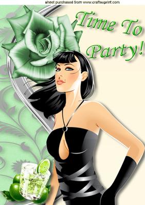 Time to Party Lady with Ice Lime Drink A4