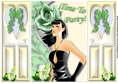 Time to Party with Lady with Ice Lime Drink, Gatefold