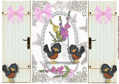 Little Birds with Flower Vase, Gatefold