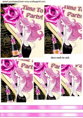 Lady Partying with Pink Champagne, Pyramids