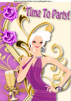 Time to Party! with Champagne, Lady & Cerise Roses A4