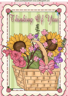 Thinking of You, Basket of Sunflowers A4