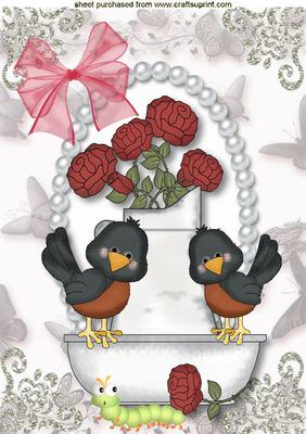 Little Birds with Vase of Roses,a4