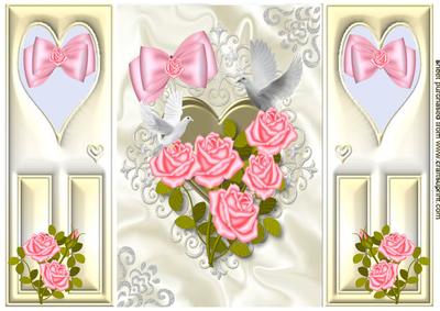 Pink Roses and White Doves Gatefold