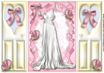 Beautiful White Satin Evening Gown & Shoes, Gatefold