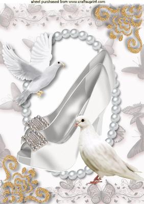 White Diamond Shoes, with Doves A4
