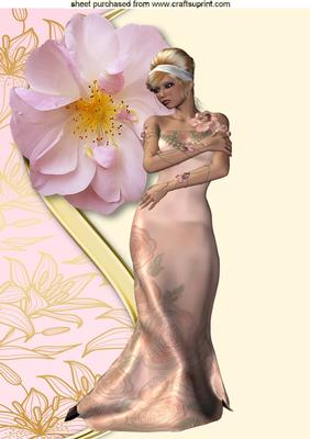 Beautiful in Pink, with Flower, A4