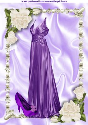 Beautiful Purple Satin Gown with Shoes in Pearl Frame A4