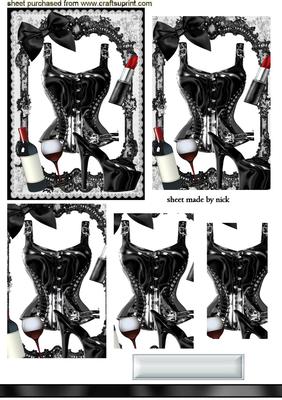 Sexy Black Basque with Shoe, & Red Wine Pyramids