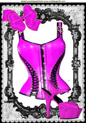 Hot in Pink! Gorgeous Basque with Shoe, A4