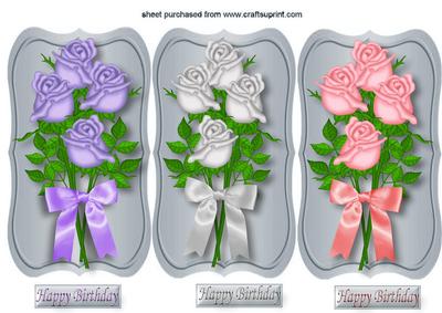 Pretty Roses with Bows,. Toppers