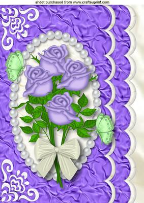 Purple Roses in Scalloped Frame A4