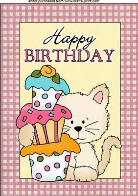 Little Kitten with Cupcakes A4