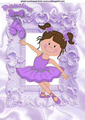 Little Dancing Ballerina in Lilac Frame, A4