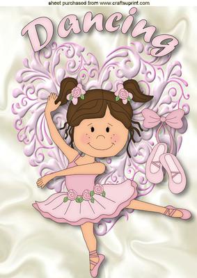 Little Ballerina on a Pink Heart A4
